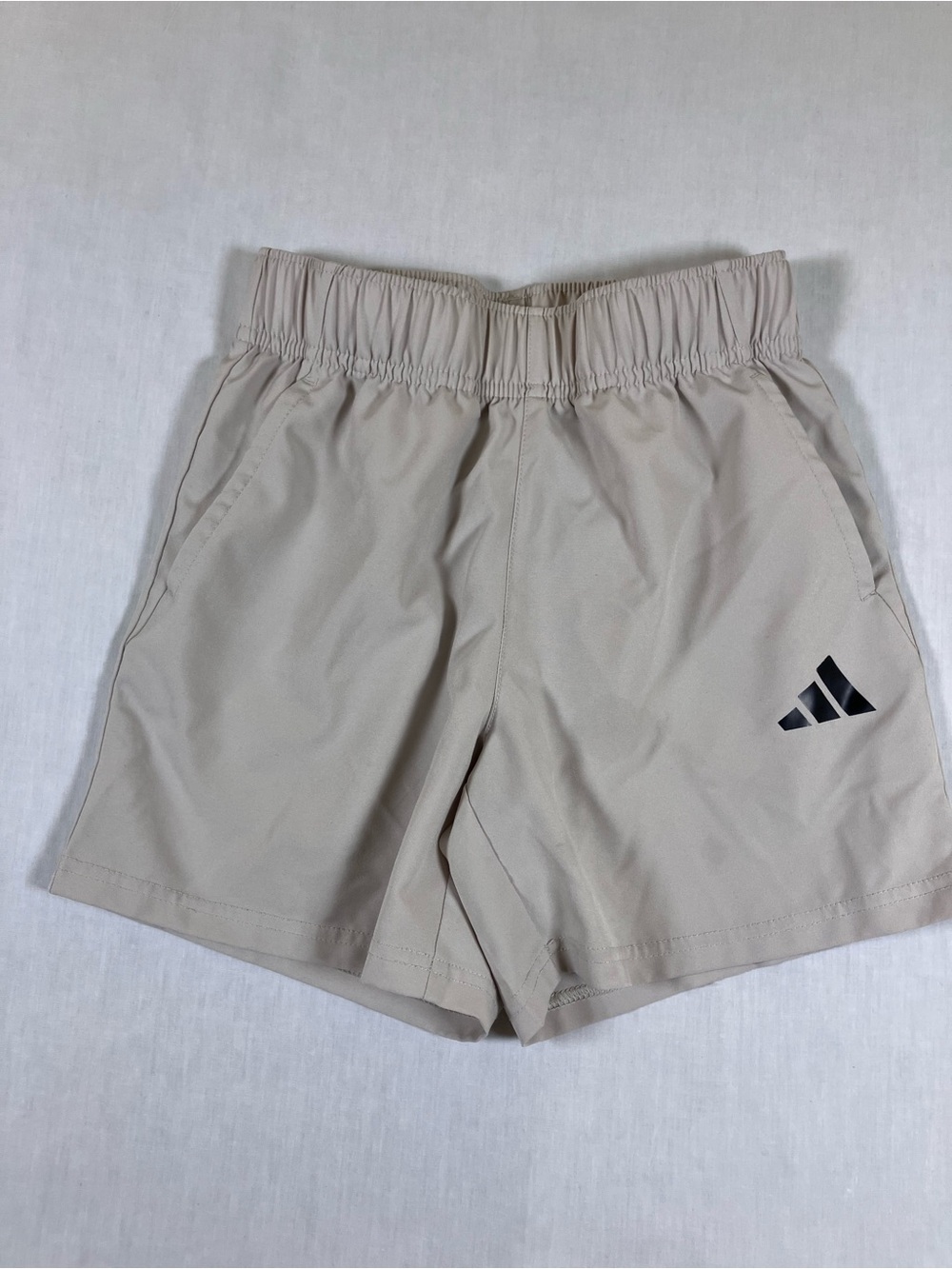 adidas Kids Light Tan Athletic Shorts with Black Logo